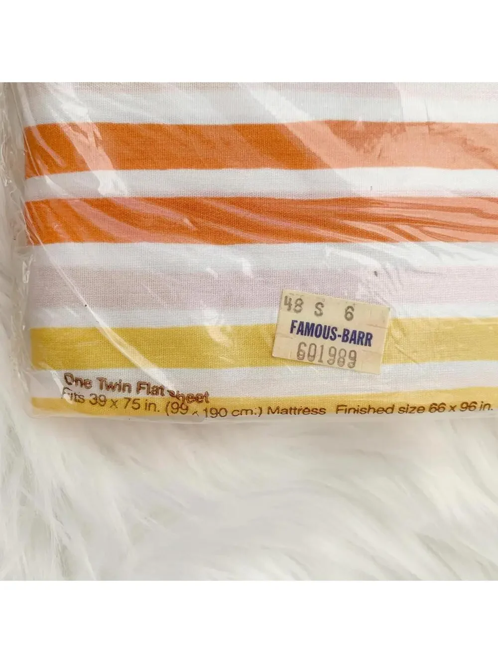 NEW Vintage Burlington Caress Twin Flat Sheets Lot of 2 Multicolor Stripe USA
